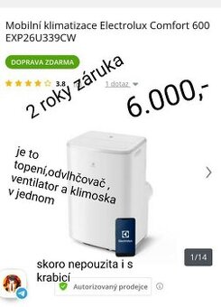 Mobilní klimatizace, ventilátor, topení, odvlhčovač