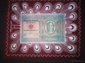 100 korun 1912, velmi pěkný stav, neperforovaná, vyhledávaná