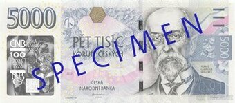 BANKOVKA 5000 Kč S PAMĚTNÍM PŘETISKEM ČNB 1926 - 2026