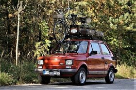 Střešní nosič + retro dvojkolo + rekvizity na Fiat 126p