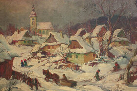 Ludvík (Ludva) Dobeš, olej na desce, XXL s rámem 76 x 94,5