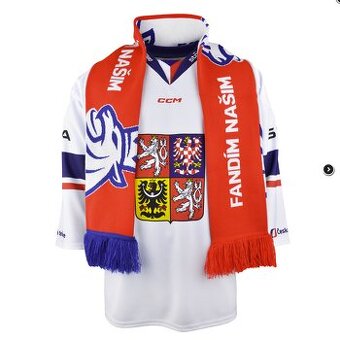 Hokejový dres bílý Mrazek L + šála