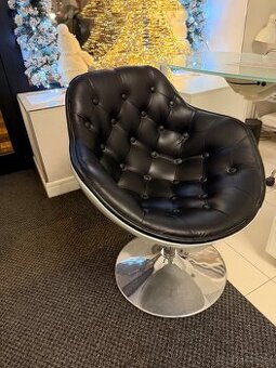 Designové otočné křeslo – černá koženka