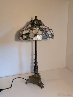 mosazná lampička, stará lampa, Tiffany stínidlo, TOP stav
