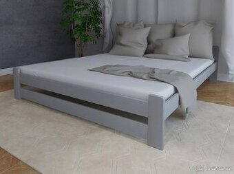Nová postel MASIV šeda 140x200 cm + ROŠT