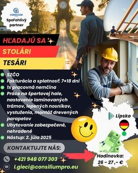 Hľadáme stolárov a tesárov.