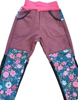Dětské softshellové kalhoty kytičky vel.98