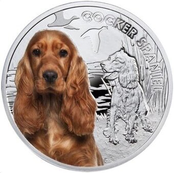 Luxusní stříbrná mince Kokršpaněl, PROOF, Niue. POSLEDNÍ.