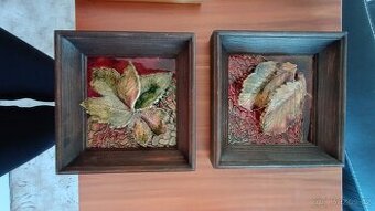 Obázek z keramiky v dřevěném rámečku