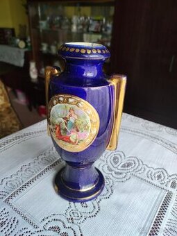 Starožitná porcelánová váza + cínový svícen