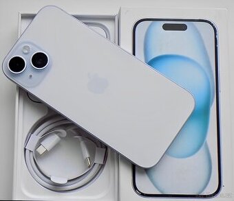 iPhone 15 Blue BATERIE 100% TOP