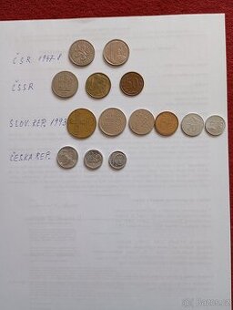 Mince ČSR, SR, ČR.
