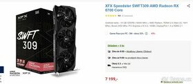 Prodej XFX Speedster SWFT309 AMD Radeon RX 6700 Core 10Gbyte