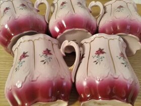 Růžový porcelán-sada 6 hrnků