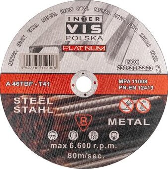 Kotouče řezné na kov a nerez 230x2.0mm