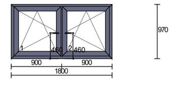 Plastové okno VEKA, 180x97, trojsklo, antracit