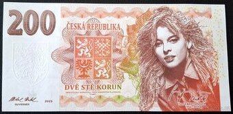 Bankovka 200 korun Iveta Bartošová, autor Franck Medina, UNC