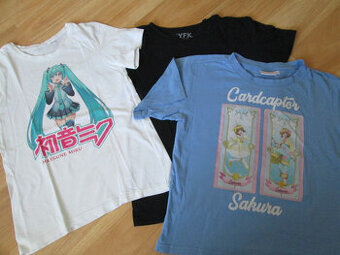 Trička kr.rukáv 3ks ANIME vel. 146/152