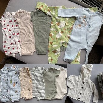 Overaly, rompery, pulovr. Velikost 56-62.