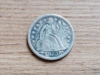 Stříbro 1 Dime 1855 Spojené státy stříbrná mince S. Amerika