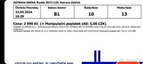 Predám dva lístky na štvrťfinále Ostrava 23.5, 16:20