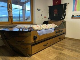 Postel pirátská loď - včetně matrací a přistýlky (šuplík)