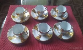 Prodám sadu šálku s podšálkem pozlacené