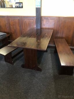 Dřevěný stůl + lavice