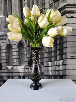 Starožitná mosazná váza - zdobená