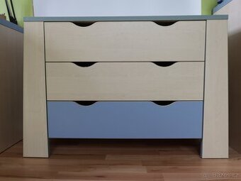 Komoda bříza/modrá Montero