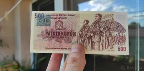 Vzácná 500 Kčs 1973 W 24 kolek UNC