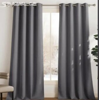 Závěsy šedé (2 ks v balení) -kroužky