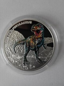 Stříbrná mince Pravěký svět - Tyrannosaurus proof