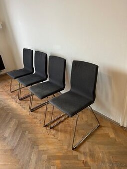 Krasne 4 jídelní židle IKEA tmavě šedá, podnoži pochromované