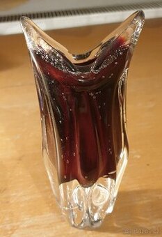 hutní sklo J. Hospodka 17cm, sklárna Chřibská-váza