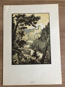 Dřevoryt Hrad Kost, Karel Vik