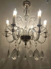 Starožitný celoskleněný lustr, lustřík, osvětlení. 1920
