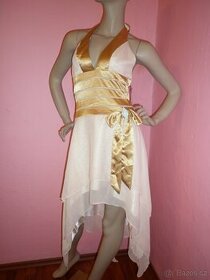 Krémovo-zlaté společenské šaty vel.34