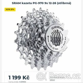 Prodáno.Nová kazeta Sram PG řady 970