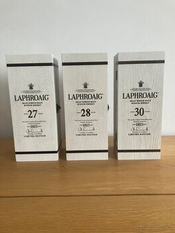 Investiční whisky Laphroaig 27, 28 a 30 let – limitky