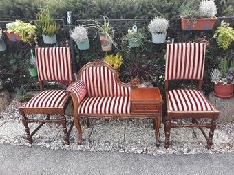 Starožitná sedací souprava - lavice (sedačka), židle 2ks