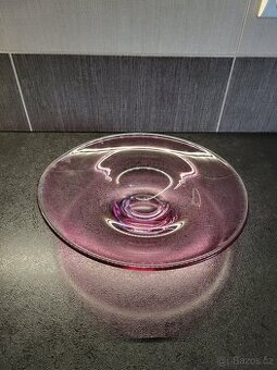 Růžová mísa - hutní sklo