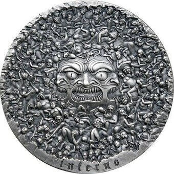 Stříbrná mince 5 Oz Inferno -Dante Alighieri  Božská komedie