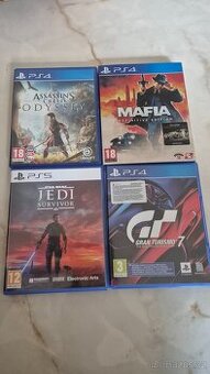Hry na PS4, PS5 Mafia, Gran Turismo, Assassin's, Jedi