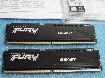 Kingston FURY Beast XMP DDR5 64GB 5600MHz CL40 (2x32GB) KF55