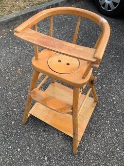 Dřevěná dětská jidelni retro židlička