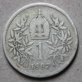 Mince 1 koruna 1897, lepší ročník, vzácnější