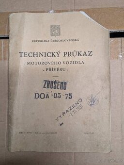 Vyřazený technický průkaz TATRA 600 Tatraplan