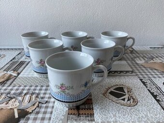 Raritní sada retro hrnků Dubí s pěkným motivem -6 ks, 375 ml