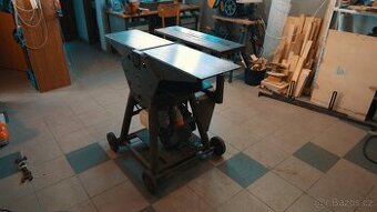 Srovnávačka s protahem, stolní pilou, příprava na frézování